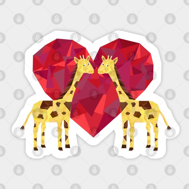 Giraffes in Love Sticker by Geometrico22